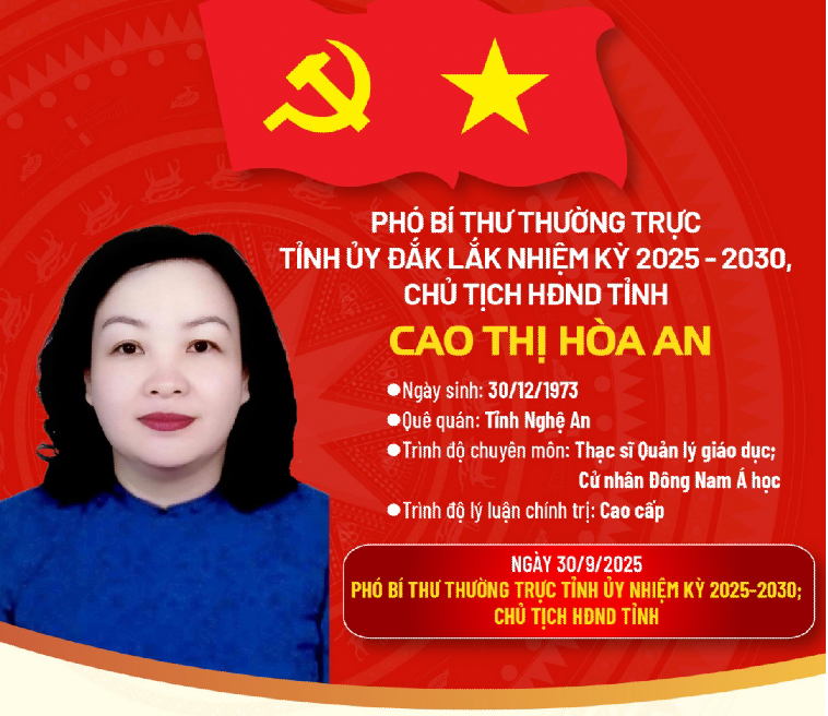 Phó Bí thư Thường trực Tỉnh ủy Đắk Lắk nhiệm kỳ 2025-2030